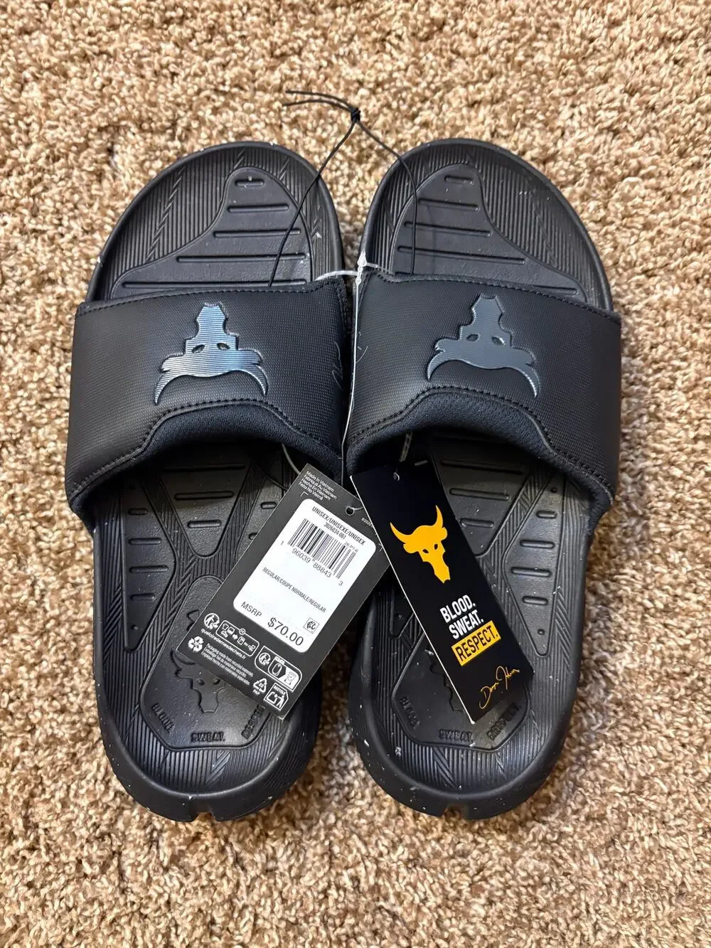 NWT Under Armour Project Rock 3 SL Slide Sandals Mens Size 9 Women 10.5 MSRP $70